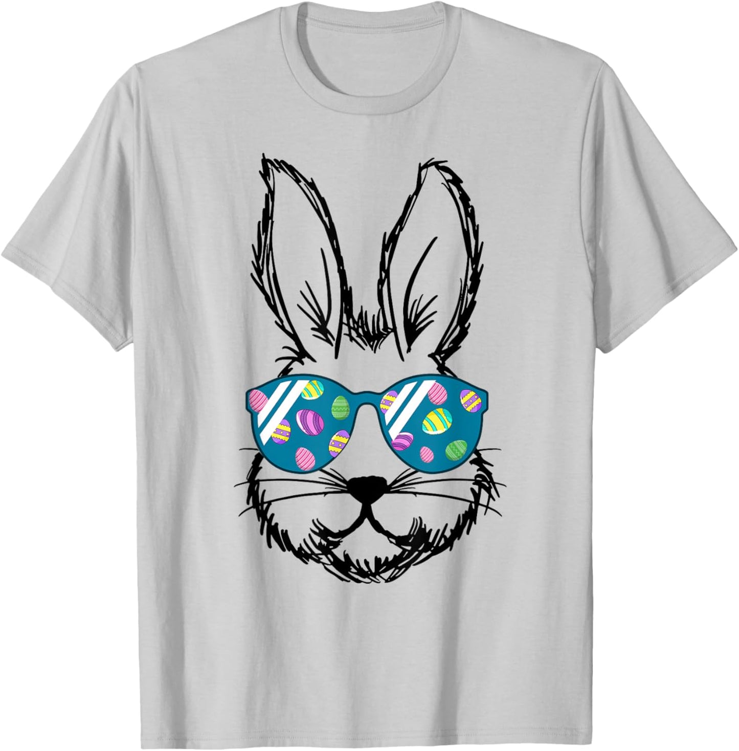 Happy Easter Day Egg Bunny Face with Sunglasses Boys Men T-Shirt - T-Shirt | Ash