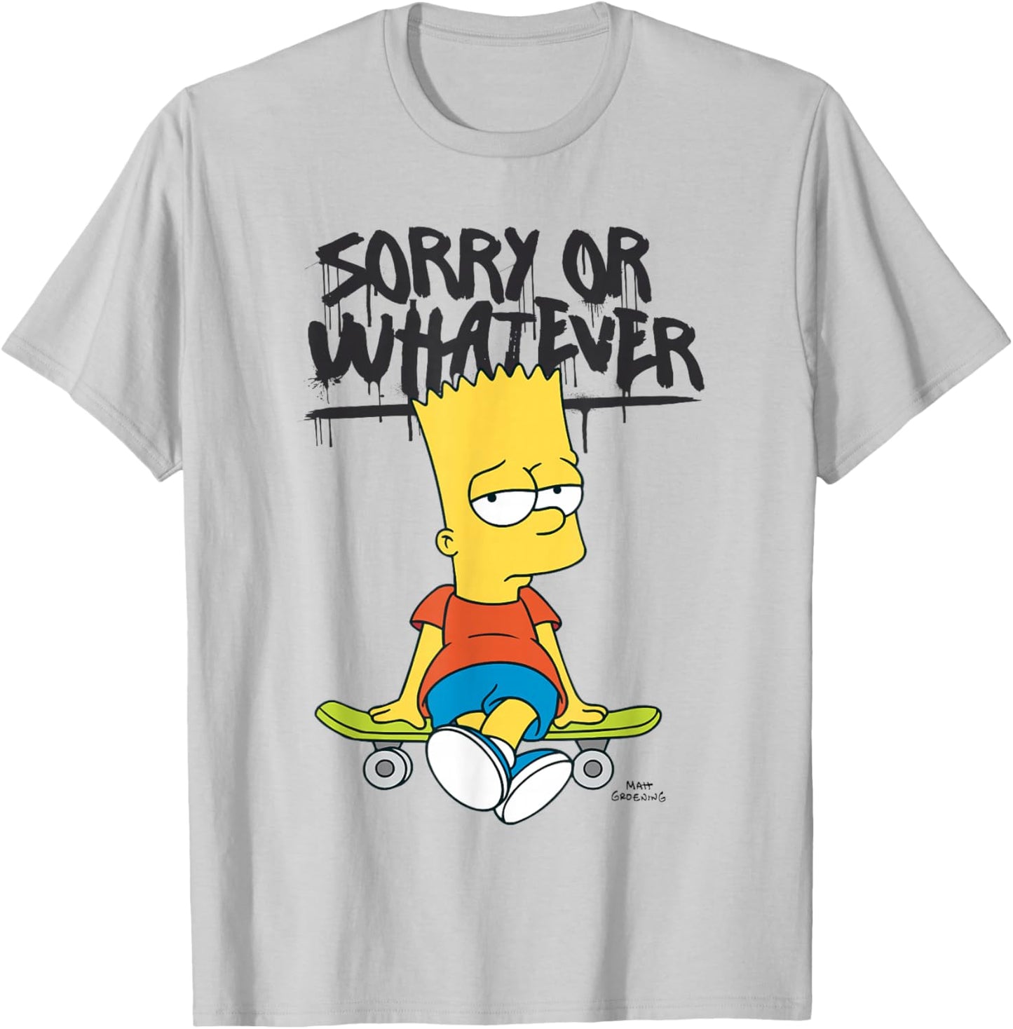 The Simpsons Bart Sorry Or Whatever Skateboard T-Shirt - T-Shirt | Ash