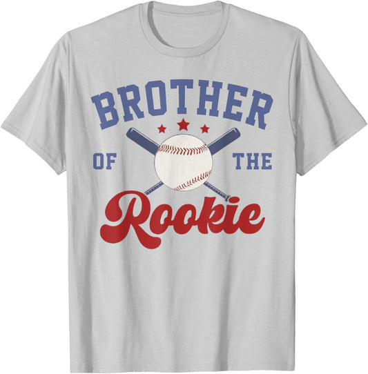 Brother of Rookie 1st Birthday Baseball Boy Family Matching T-Shirt - T-Shirt | Ash