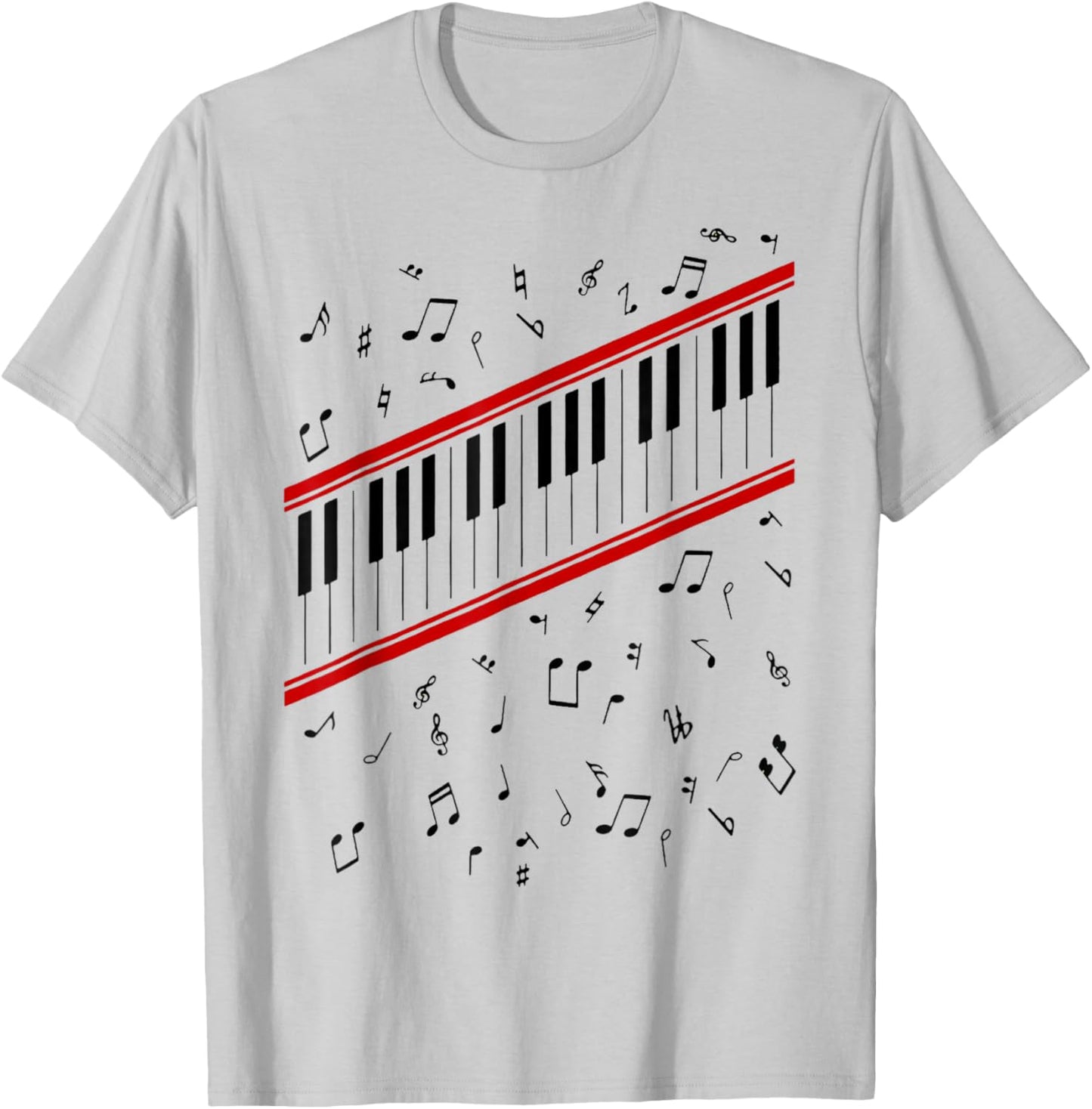 Retro Piano Keyboard Music Notes 80s Vibe T-Shirt - T-Shirt | Ash