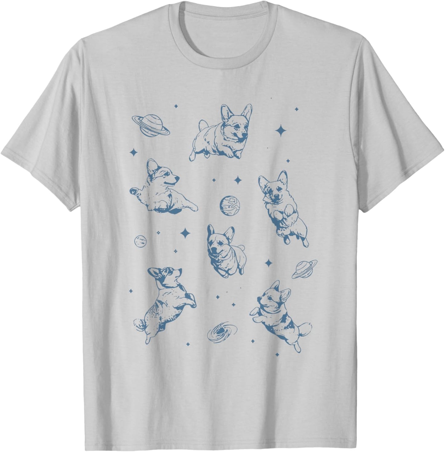 Retro 90's Corgi in Space Galaxy Dog Shirt Corgi Dog Mom T-Shirt - T-Shirt | Ash