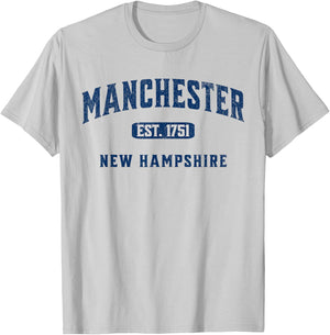 Vintage Athletic NH Souvenir Visit Manchester New Hampshire T-Shirt - T-Shirt | Ash