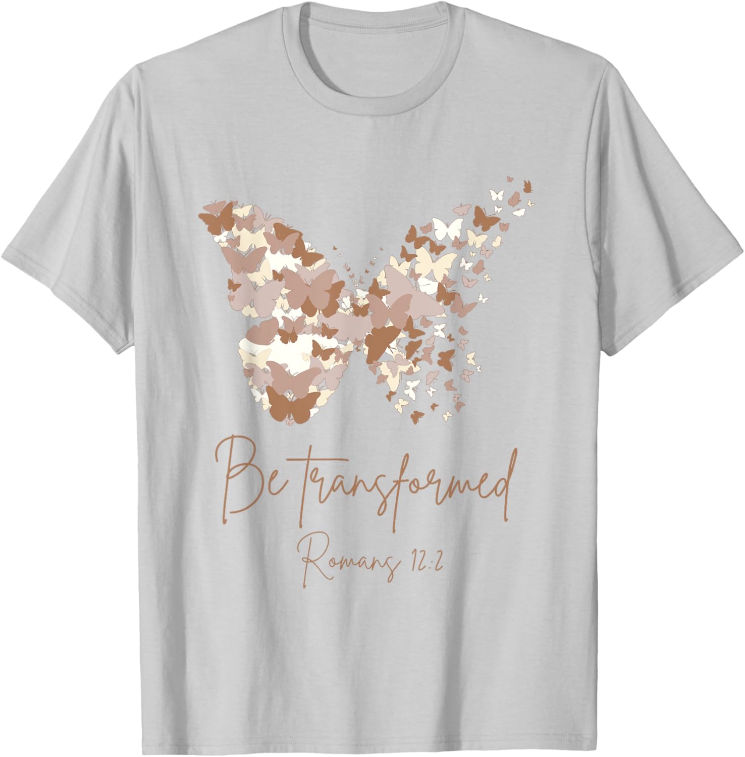 Be Transformed Romans 12:2 Butterfly Christian Bible Cute T-Shirt - T-Shirt | Ash