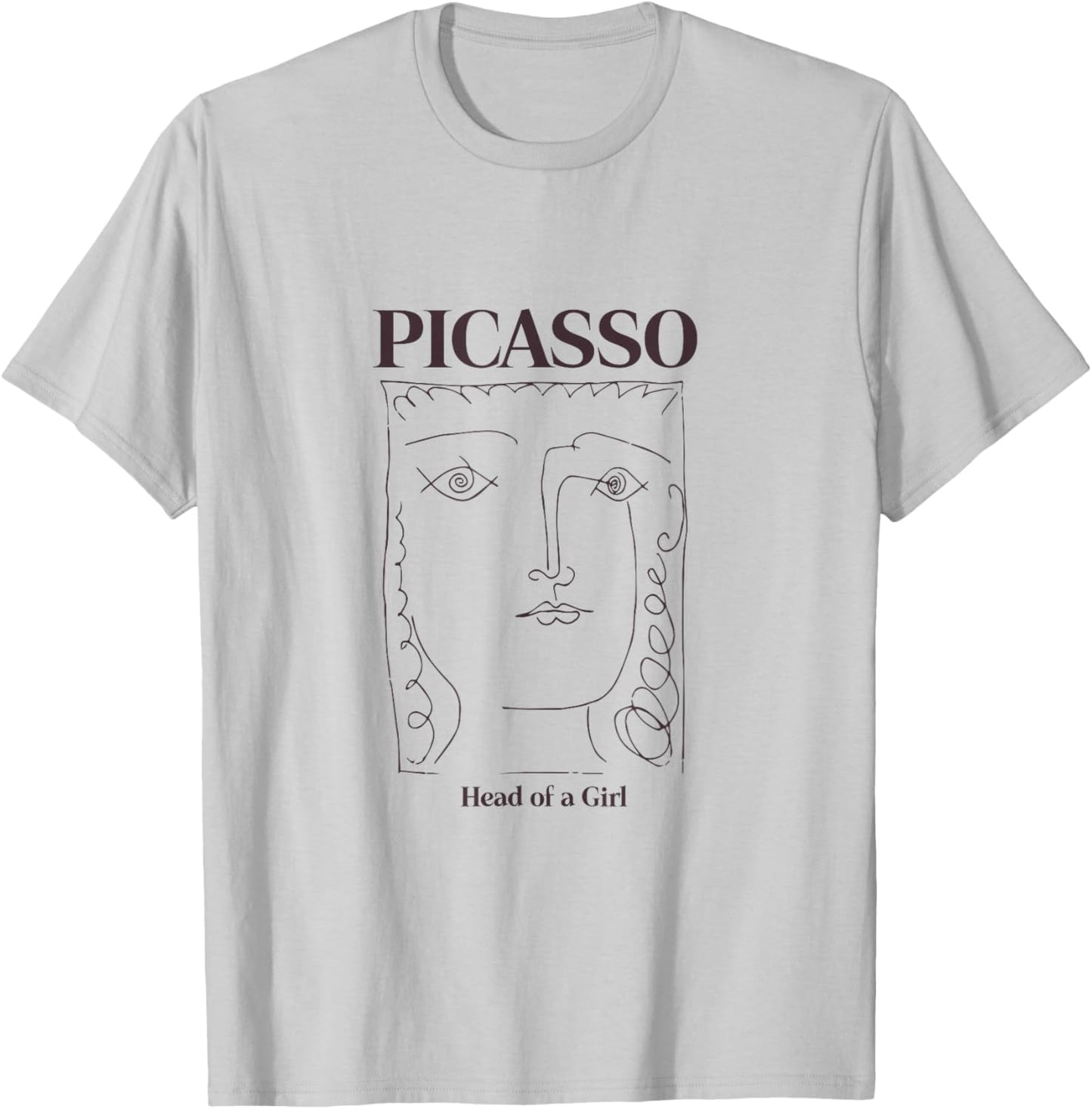 Cute Pablo Picasso Head Of A Girl Art Sketch PAPL2476 T-Shirt - T-Shirt | Ash