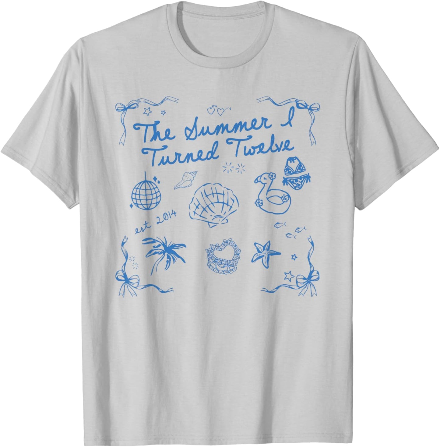 Summer I Turned Twelve Year Old Est 2014 12th Birthday T-Shirt - T-Shirt | Ash