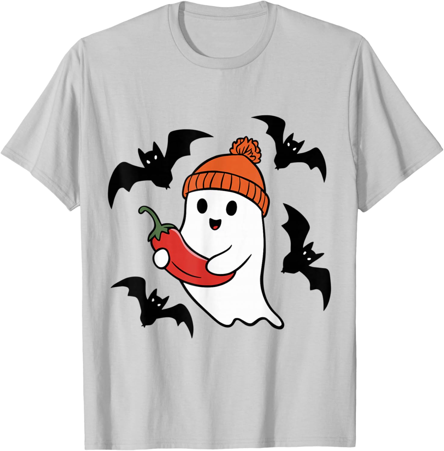 Cute Ghost Pepper Lovers Spooky Halloween Costume T-Shirt - T-Shirt | Ash