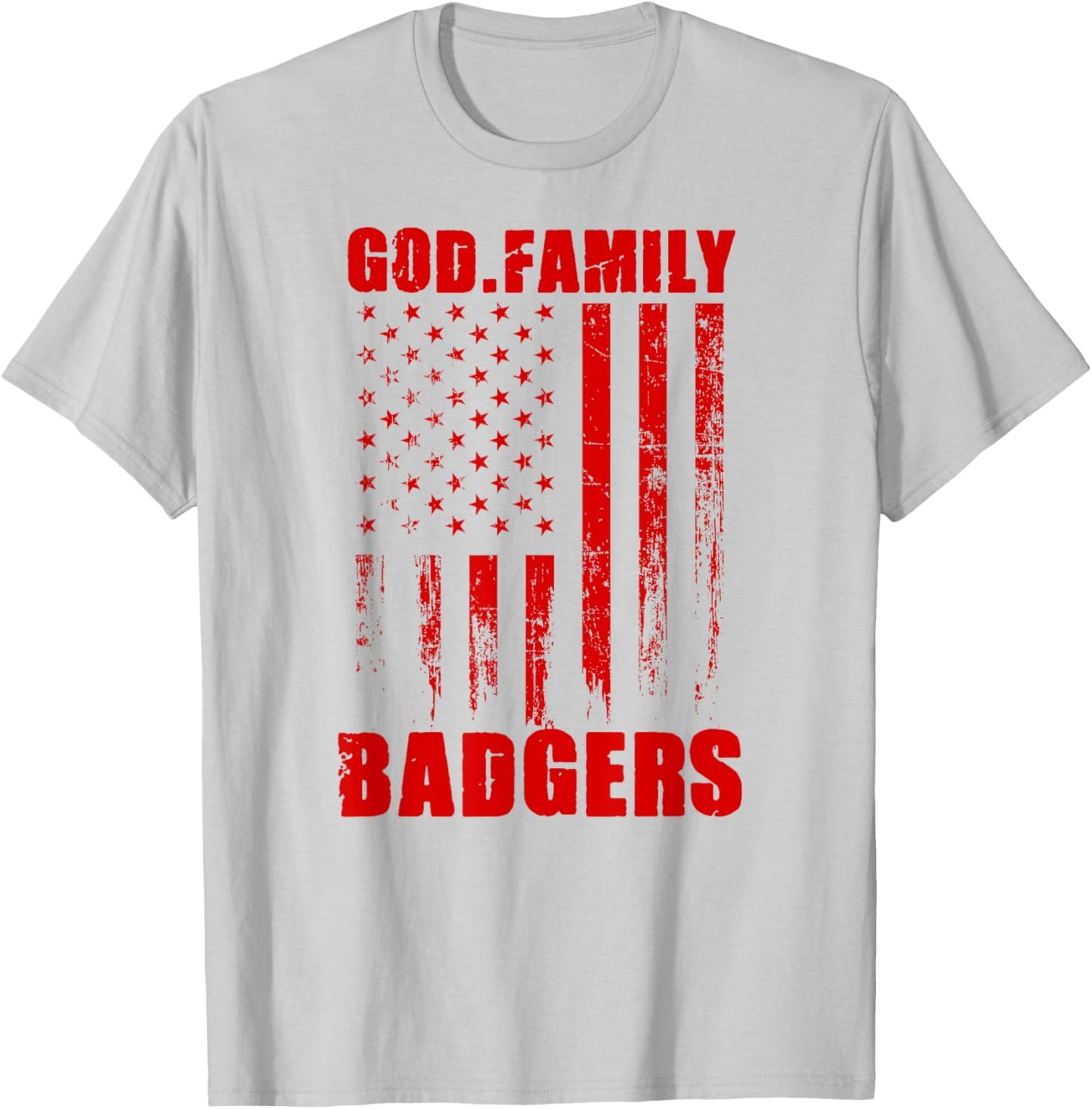 Arkadelphia Badgers God. Family. Vintage USA Flag T-Shirt - T-Shirt | Ash
