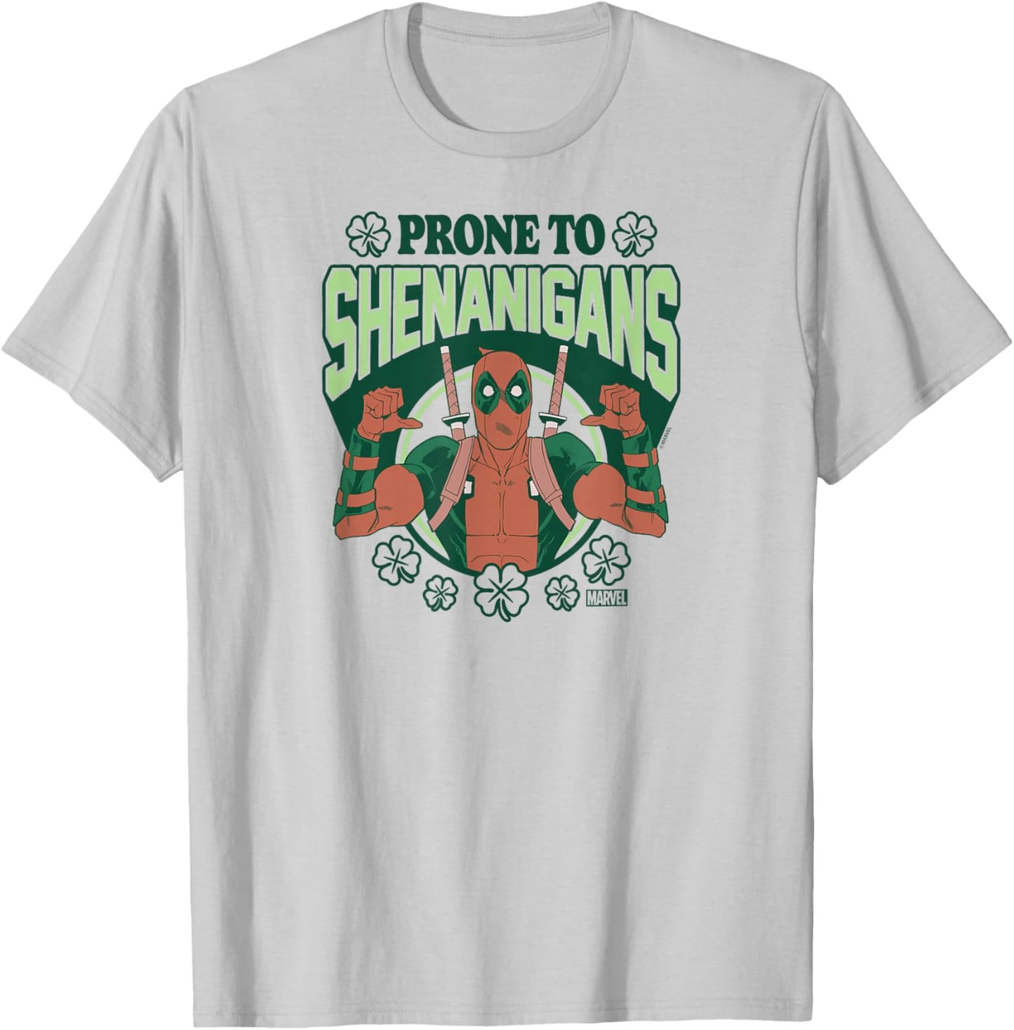 Deadpool - Prone To Shenanigans St. Patrick's Day T-Shirt - T-Shirt | Ash