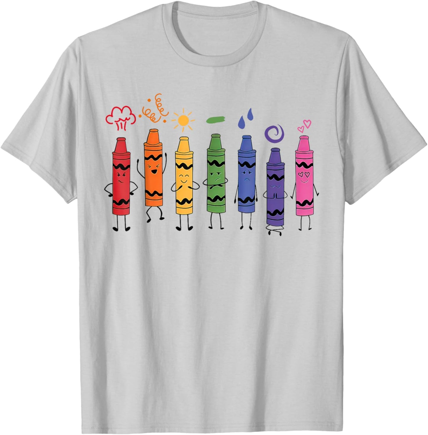 Mood Color Crayons Teacher T-Shirt - T-Shirt | Ash