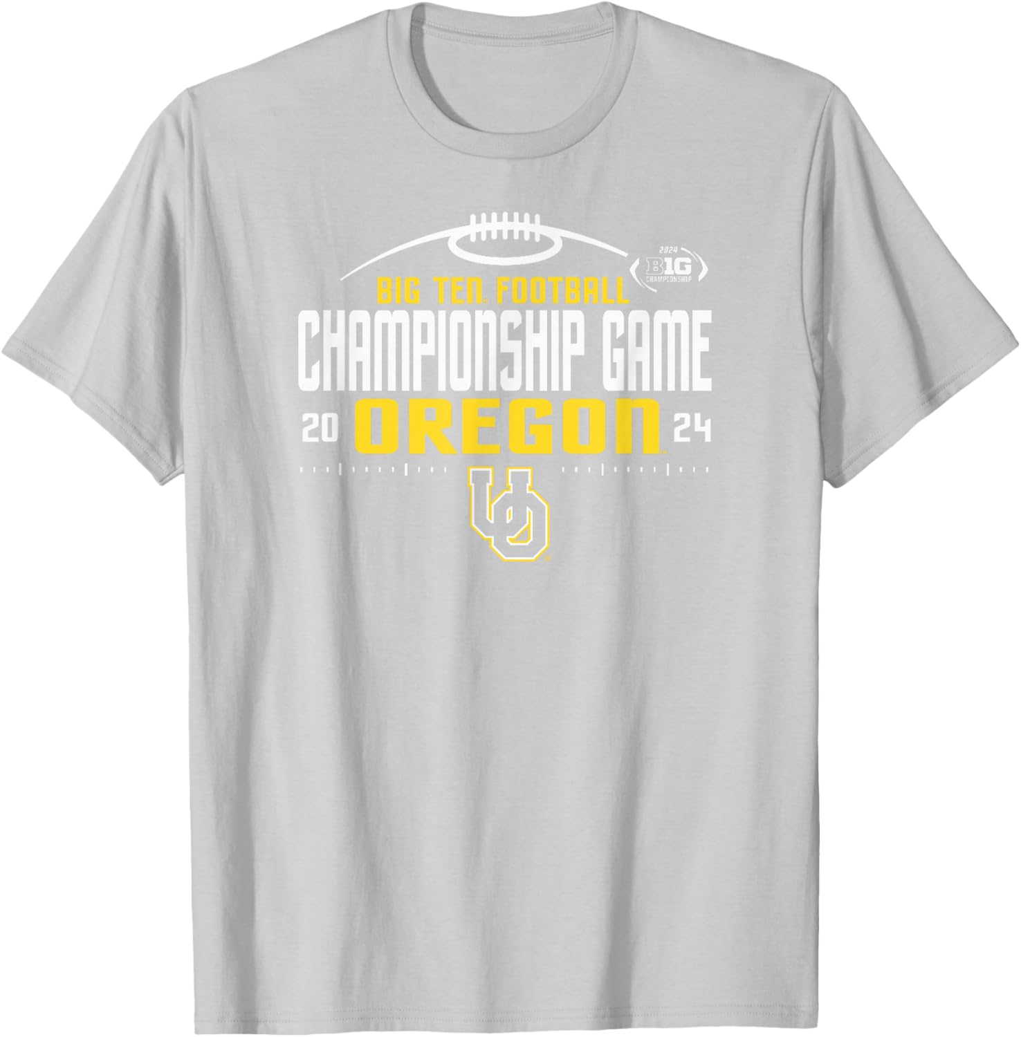 Oregon Ducks Big Ten Championship 2024 Football Laces Green T-Shirt - T-Shirt | Ash