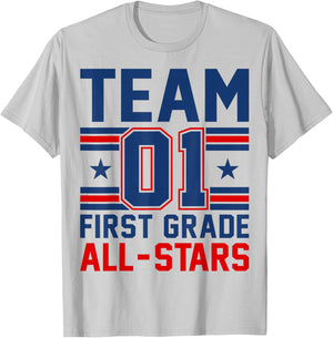 Kids Sports 01 Team First Grade 1st Grade All Stars Jersey T-Shirt - T-Shirt | Ash