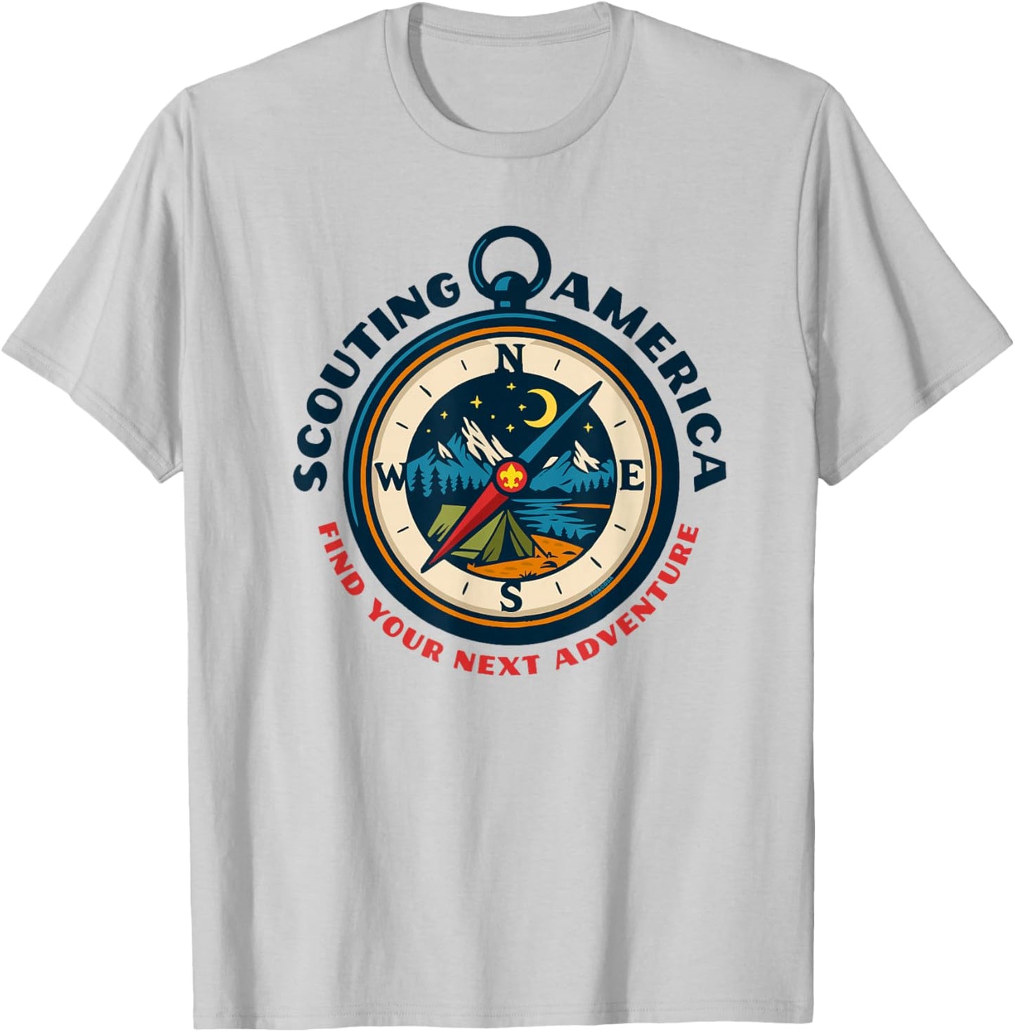 Find Your Next Adventure Scouting America Retro Compass Art T-Shirt - T-Shirt | Ash