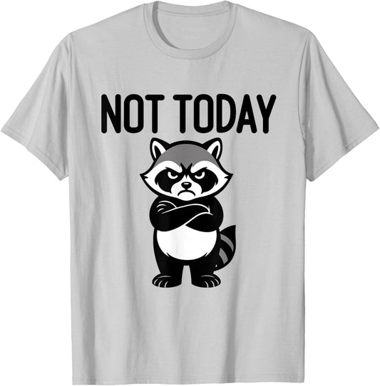 Funny Raccoon Not Today Sarcastic Lazy Trash Panda Meme T-Shirt - T-Shirt | Ash