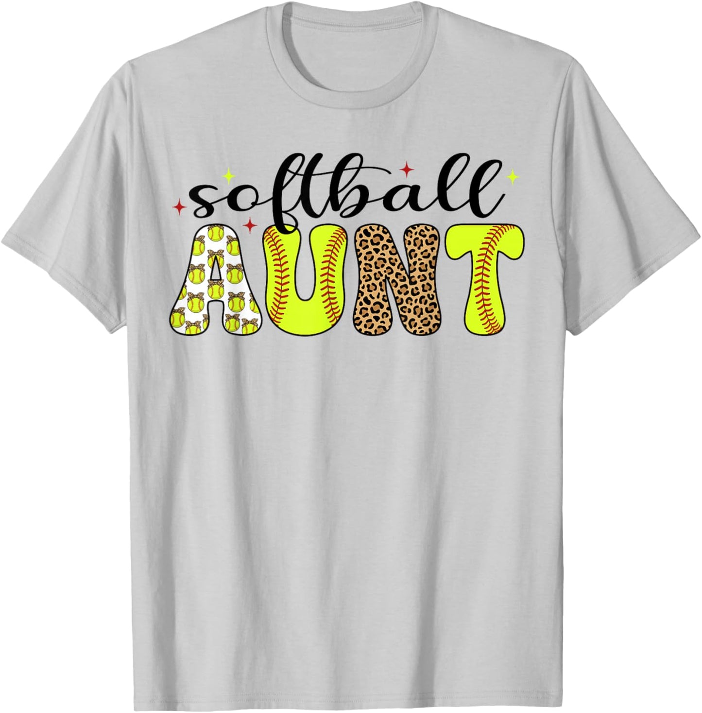 Softball Aunt Leopard Coquette Bow Auntie Women T-Shirt - T-Shirt | Ash