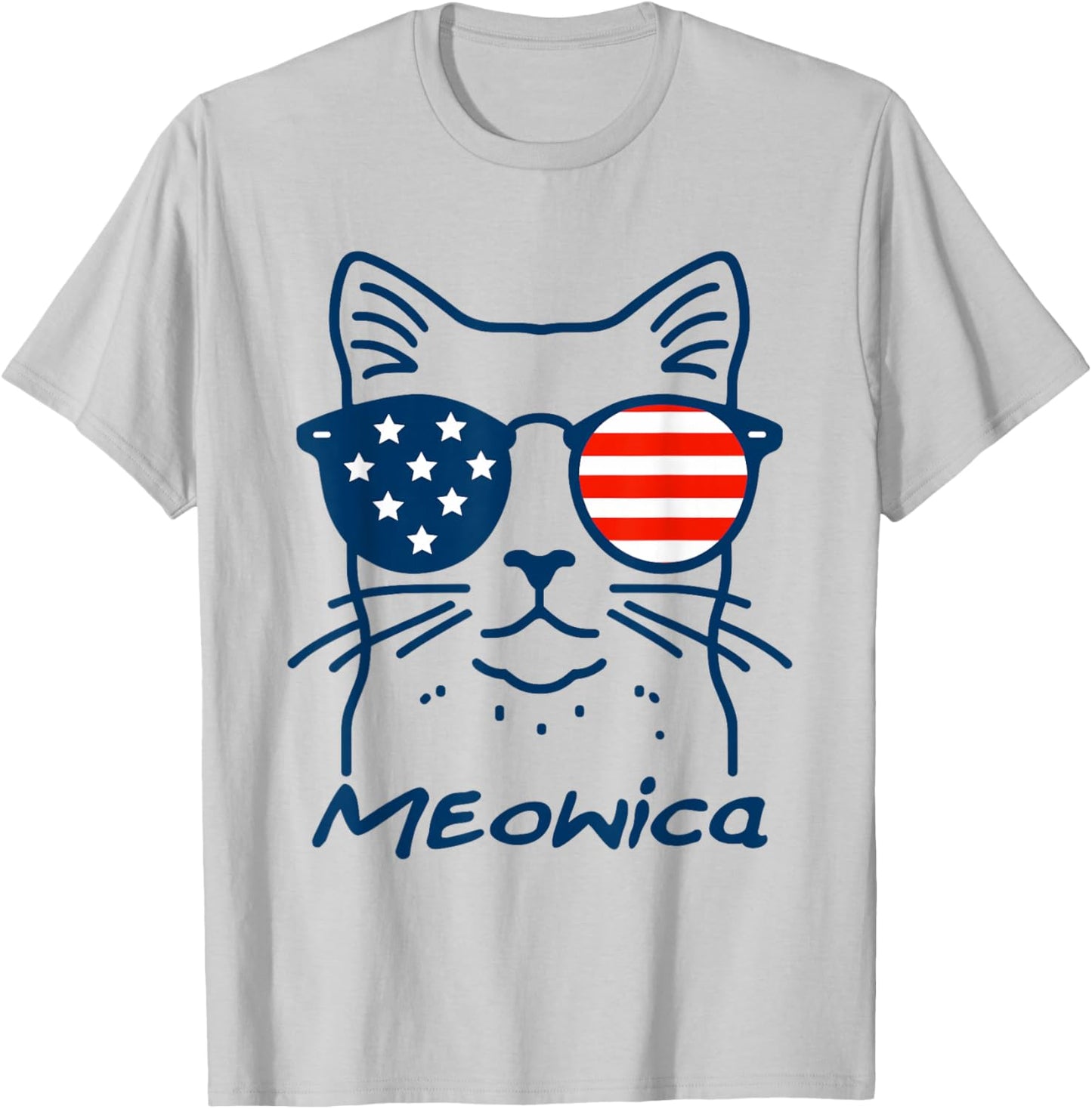 Meowica USA 'Merica Cat 4th of July Funny Patriotic T-Shirt - T-Shirt | Ash