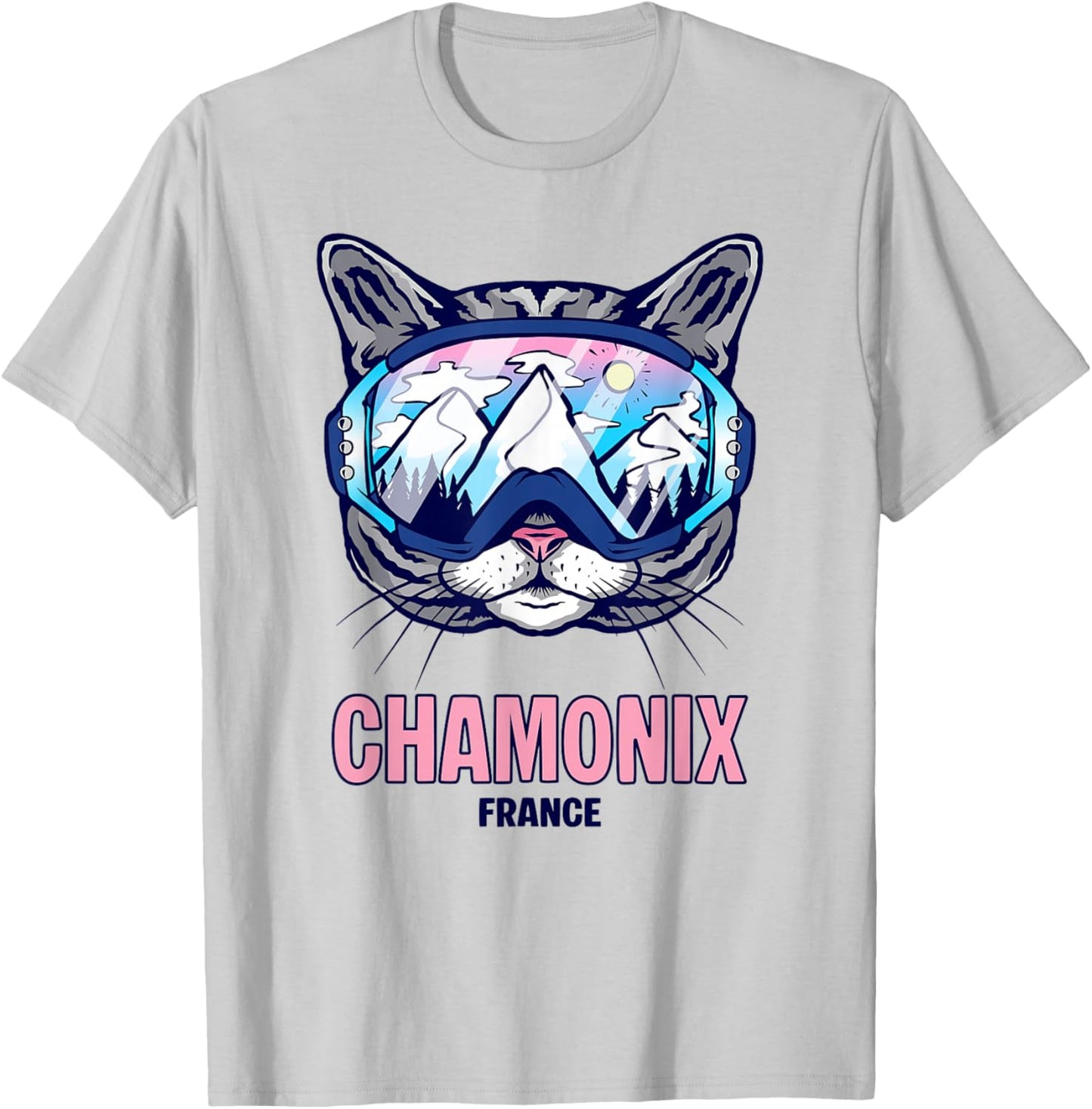 Ski Mask for Cat Mountain Panorama Chamonix T-Shirt - T-Shirt | Ash
