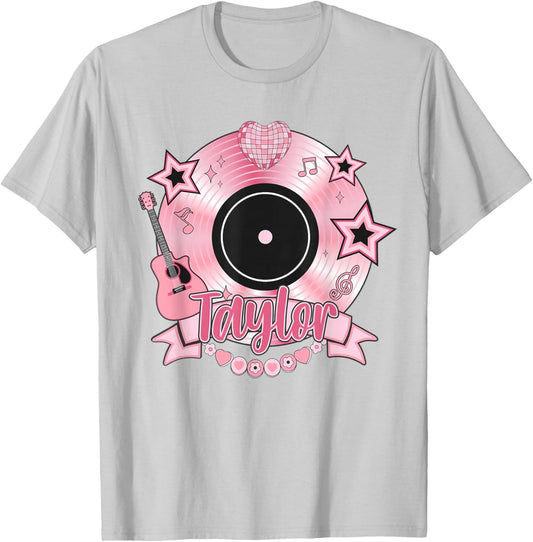 Girls Retro Taylor First Name Personalised Groovy 80s T-Shirt - T-Shirt | Ash