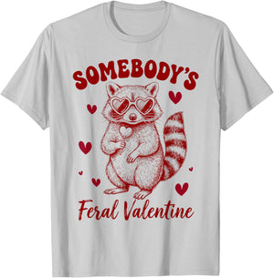 Cute Savage Valentine Raccoon T-Shirt - T-Shirt | Ash