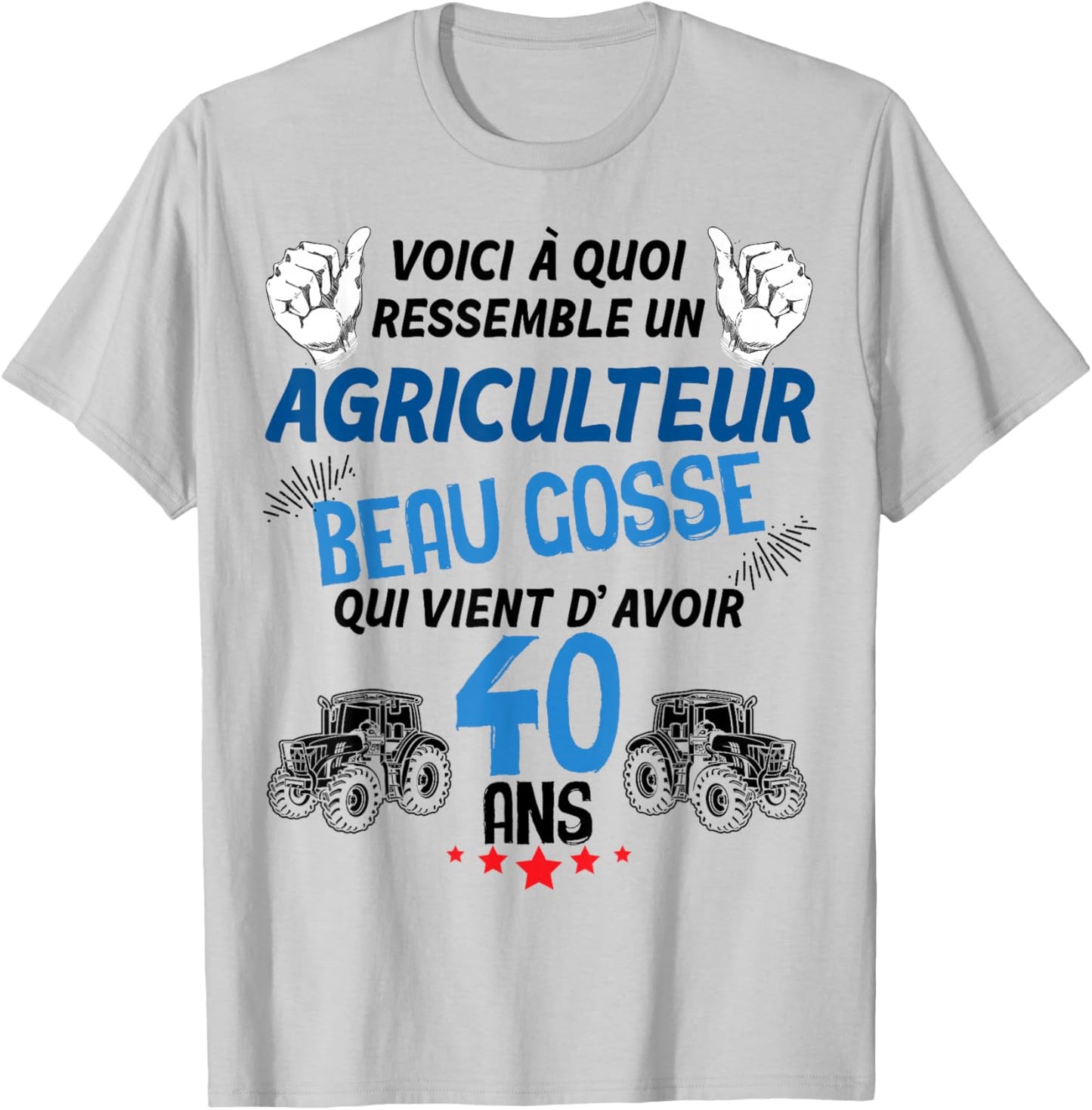 Farmer 40 Years Old Handsome Kid And Class Driving Tractor T-Shirt - T-Shirt | Ash