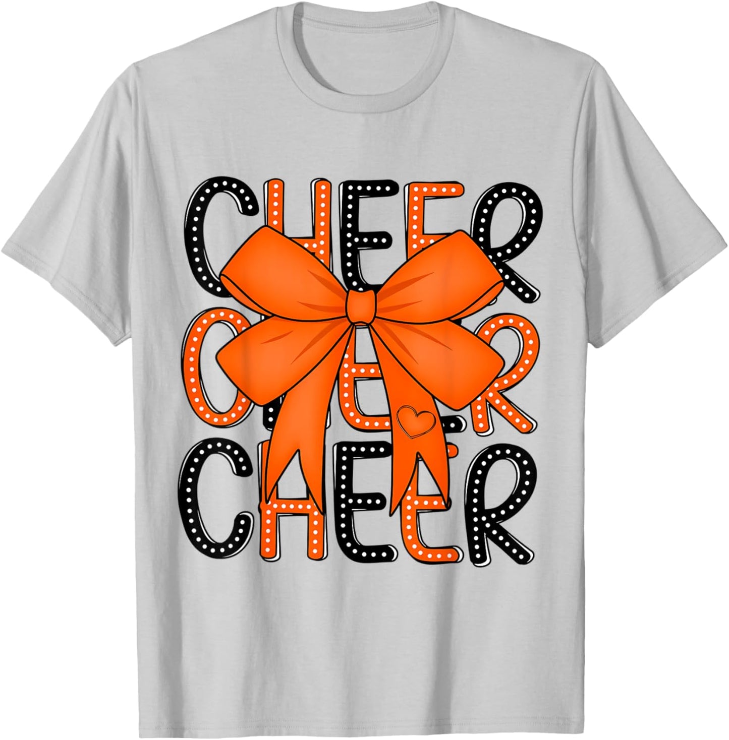 Cheerleading Coquette Bow Cheer Shirt Black Orange Team T-Shirt - T-Shirt | Ash
