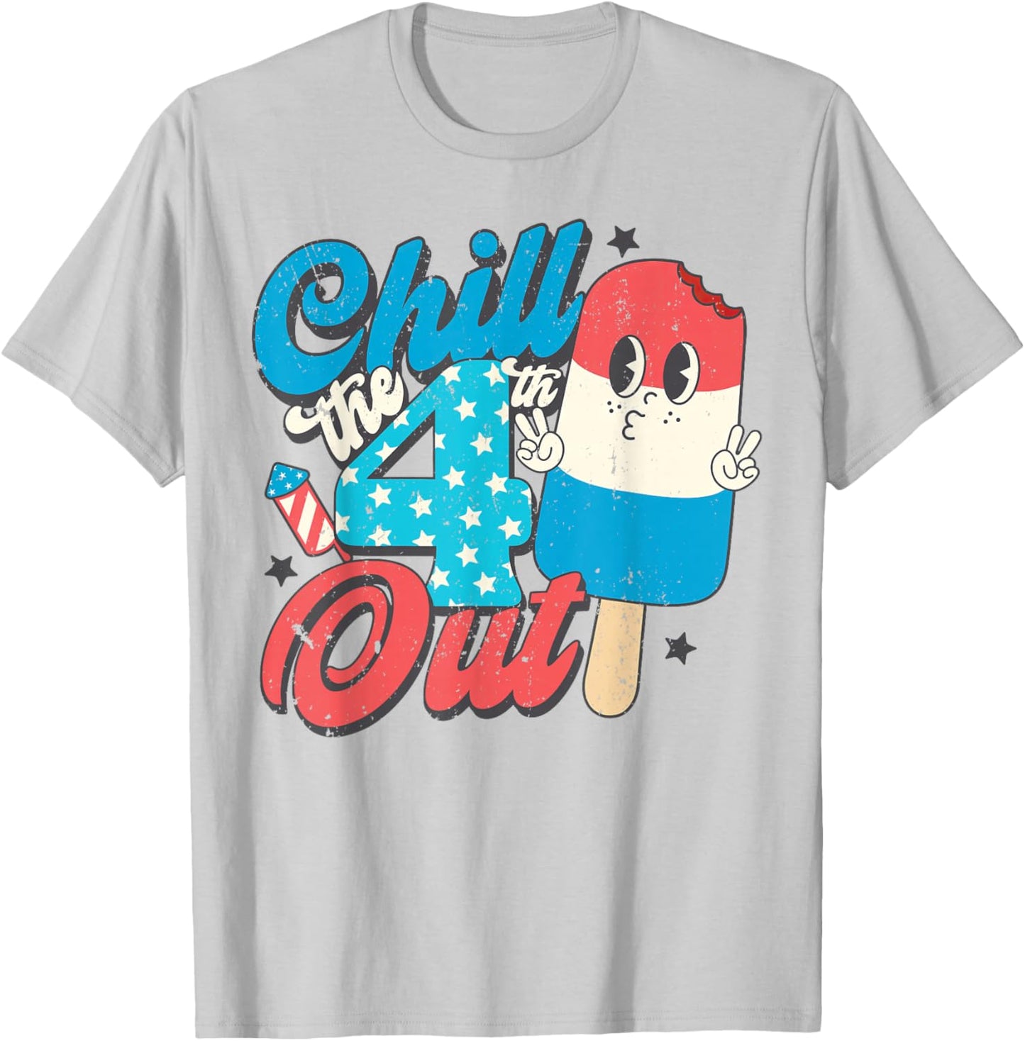 Chill The Fourth Out Popsicle 4th of July Shirts Boys Men T-Shirt - T-Shirt | Ash