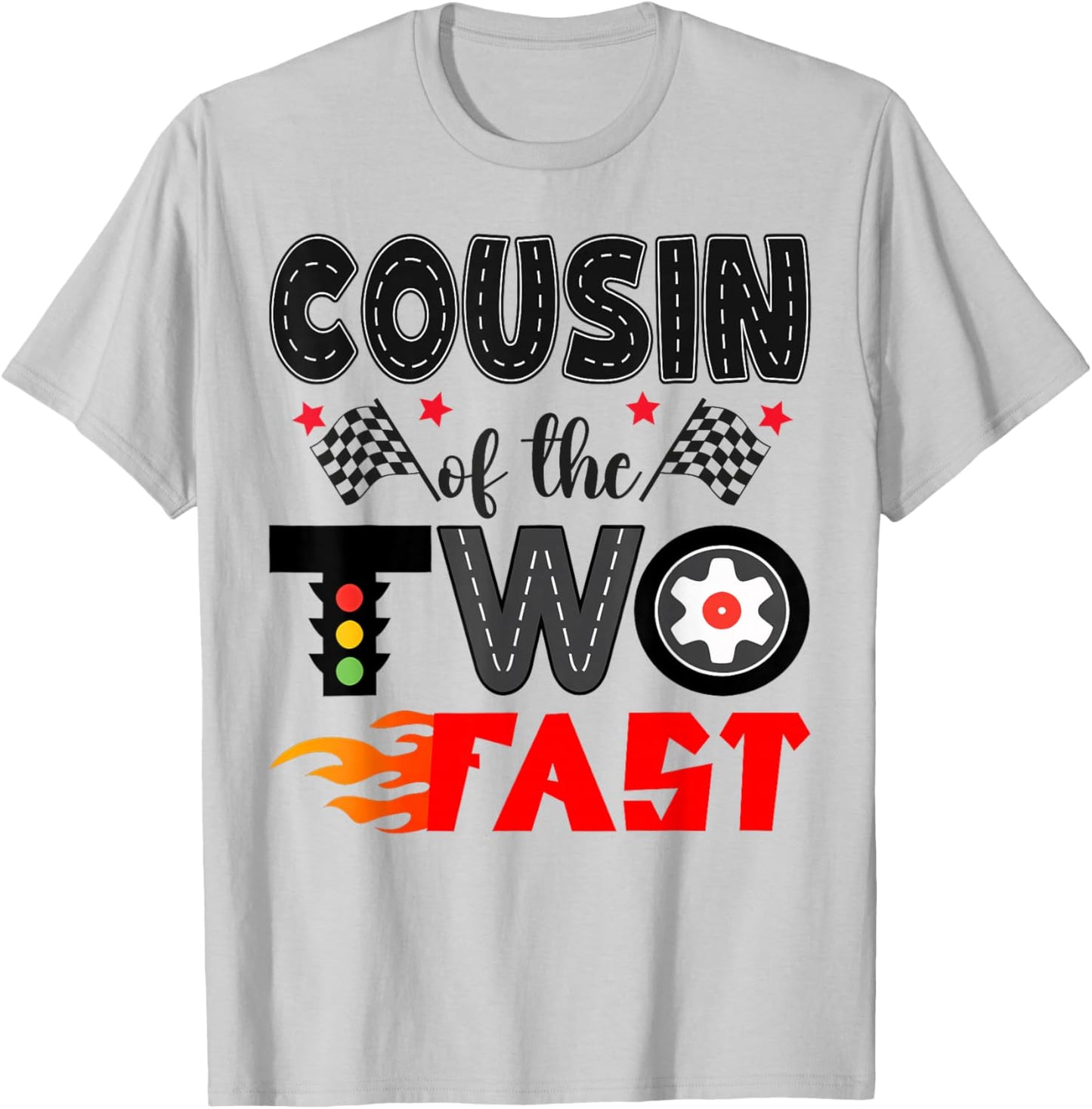 Cousin of The Two Fast Racing Car 2Nd Birthday Boy T-Shirt - T-Shirt | Ash