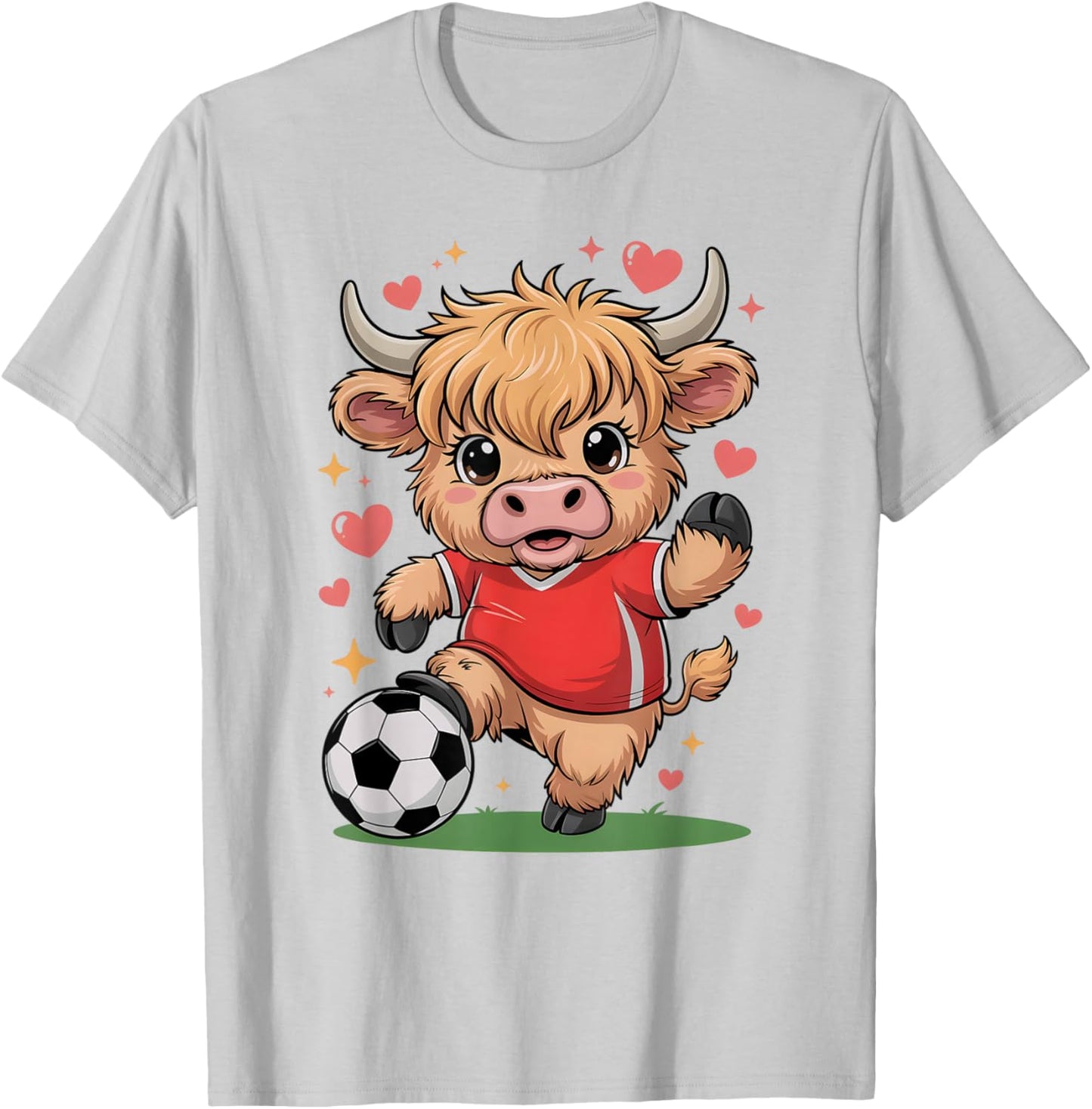 Kawaii Soccer Cow Just Girl Who Loves Highland Heifer Farm T-Shirt - T-Shirt | Ash