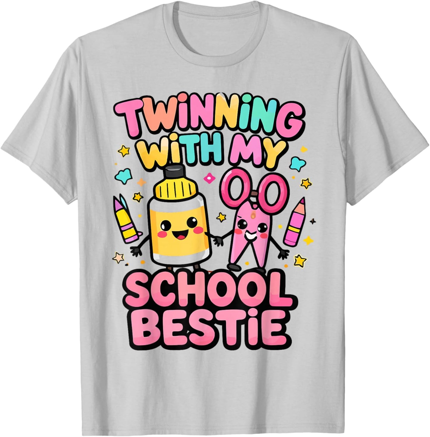 Twinning with My School Bestie Cute Matching Friend T-Shirt - T-Shirt | Ash