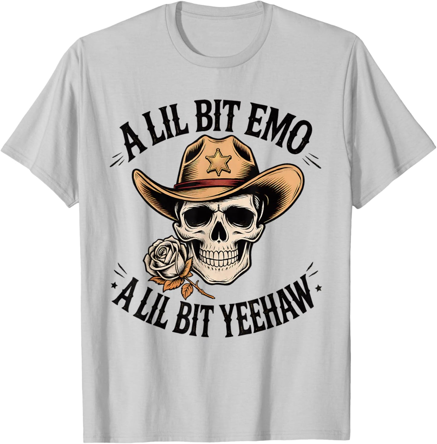 Fusion of Two Styles, Cowboy, Ranch, Emo, Yeehaw T-Shirt - T-Shirt | Ash
