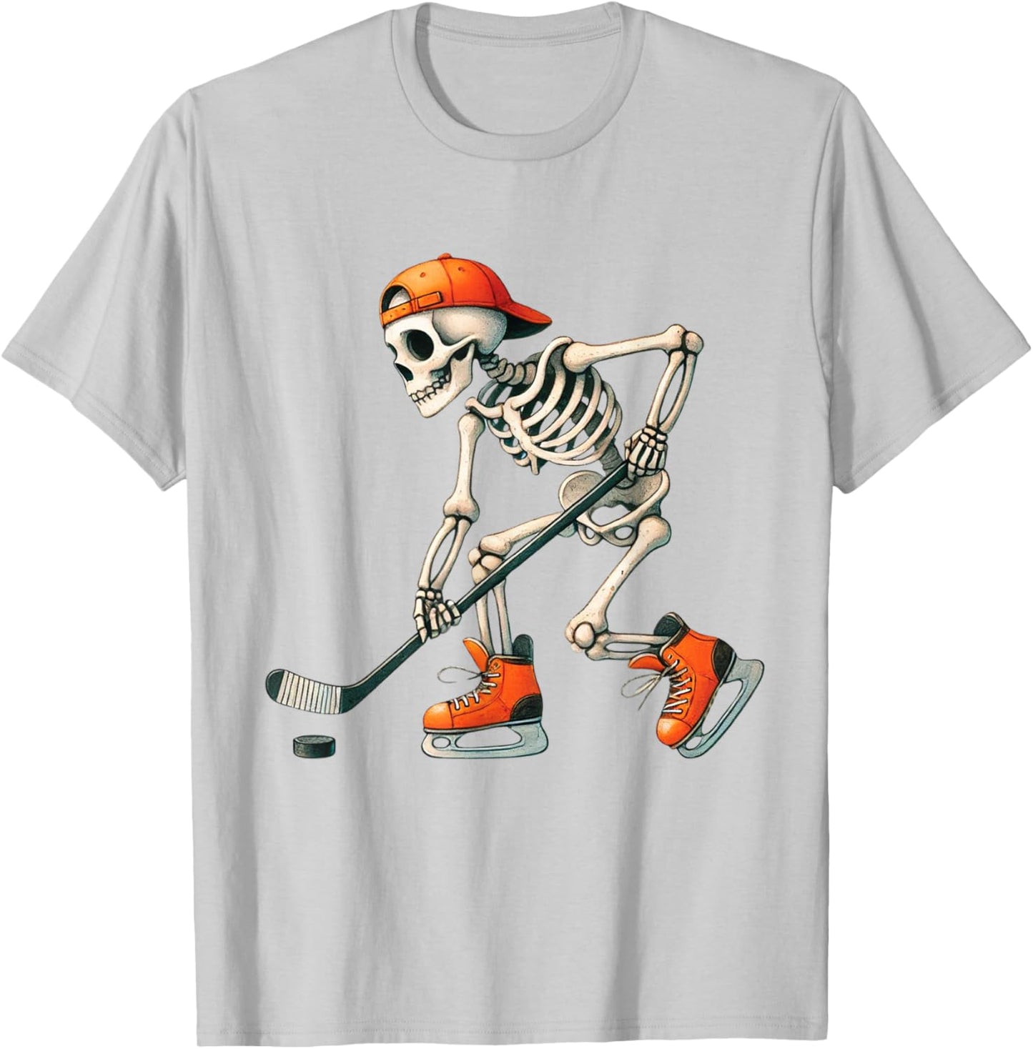 Skeleton Ice Hockey Halloween Costume Men Boys Kids T-Shirt - T-Shirt | Ash