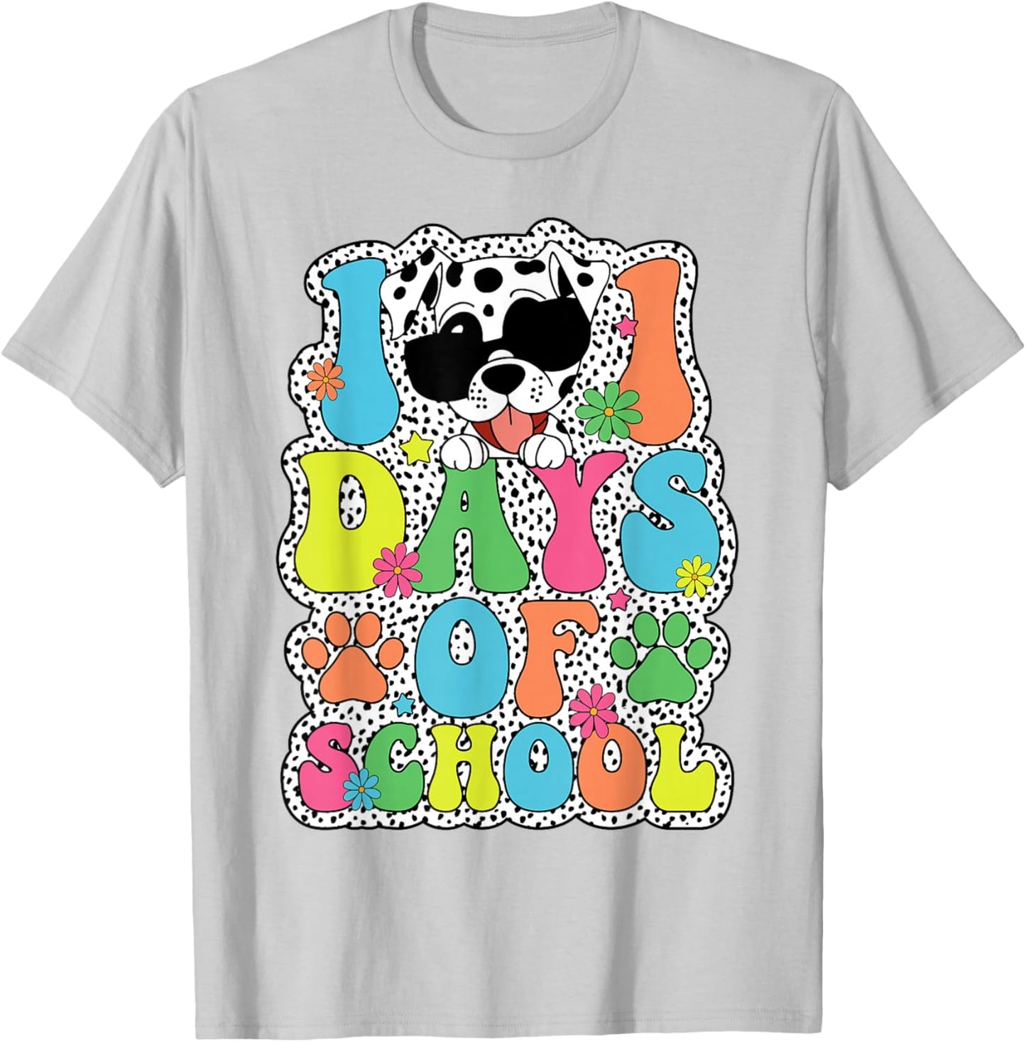 100 Days Of School Dalmatian Dog Boy Kid 100th Day Of School T-Shirt - T-Shirt | Ash