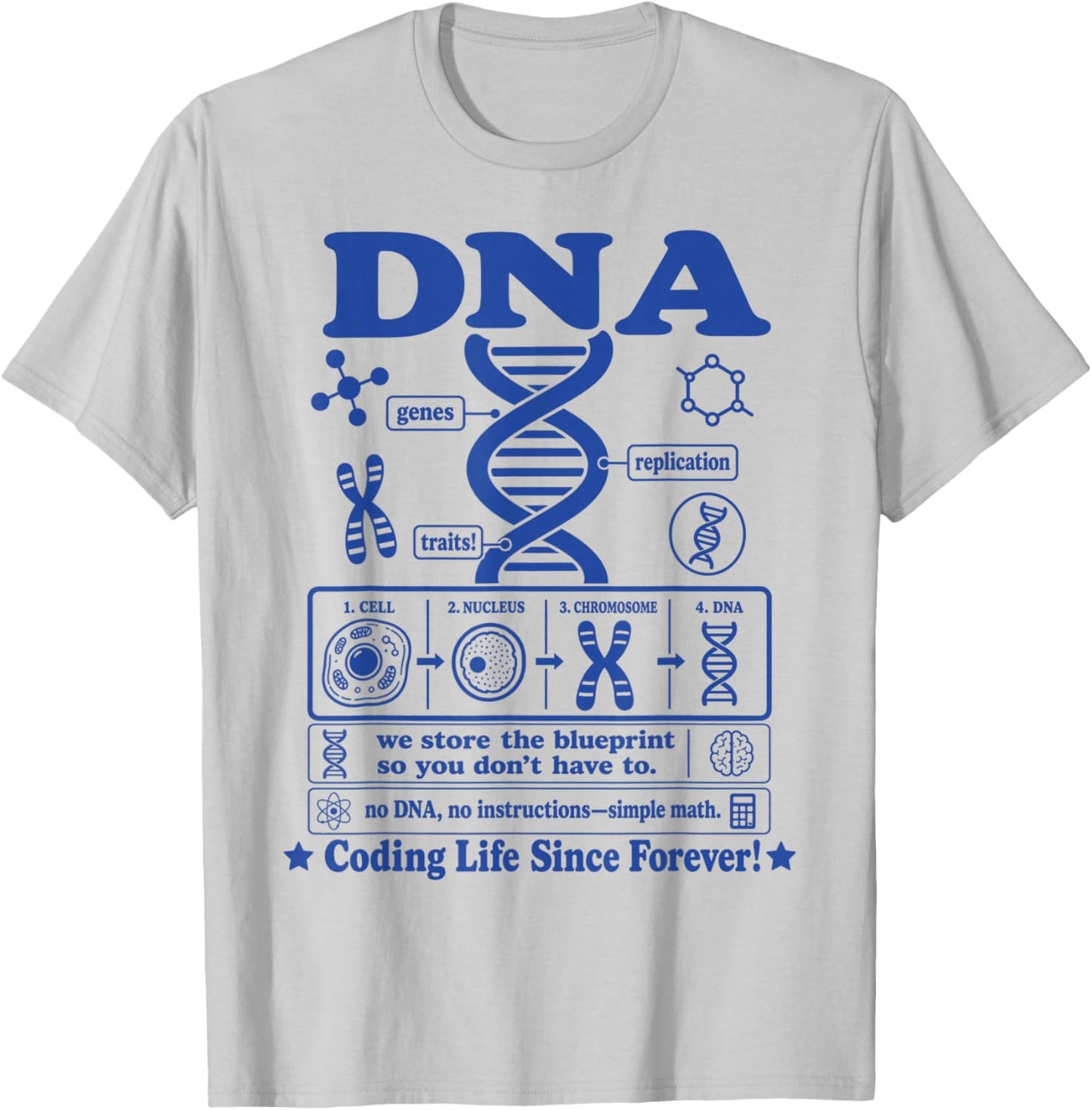 Vintage Science DNA Diagram Double Helix Genetics Biology T-Shirt - T-Shirt | Ash