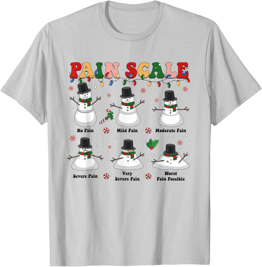 Pain Scale Christmas Nurse Triage and Pain Assessment T-Shirt - T-Shirt | Ash