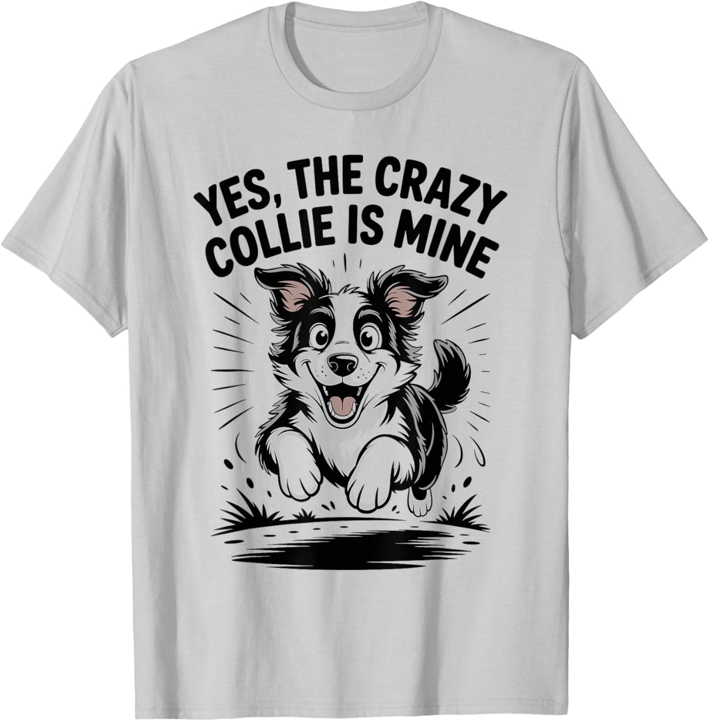 Collie Breed Cute Dog Lover Cartoon Funny Border Collie T-Shirt - T-Shirt | Ash