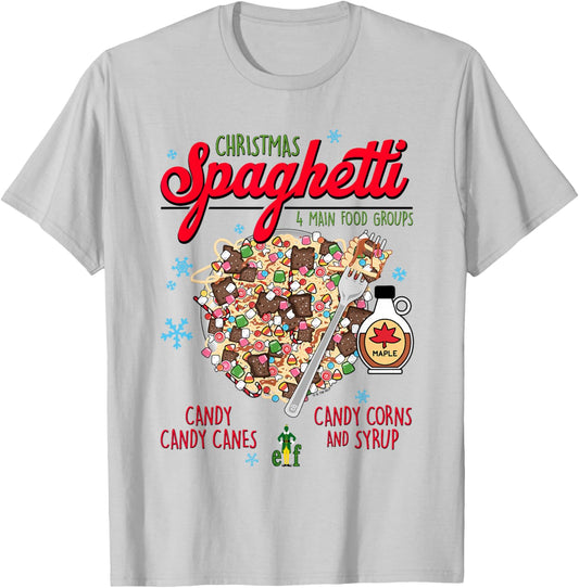Elf Christmas Spaghetti T-Shirt - T-Shirt | Ash