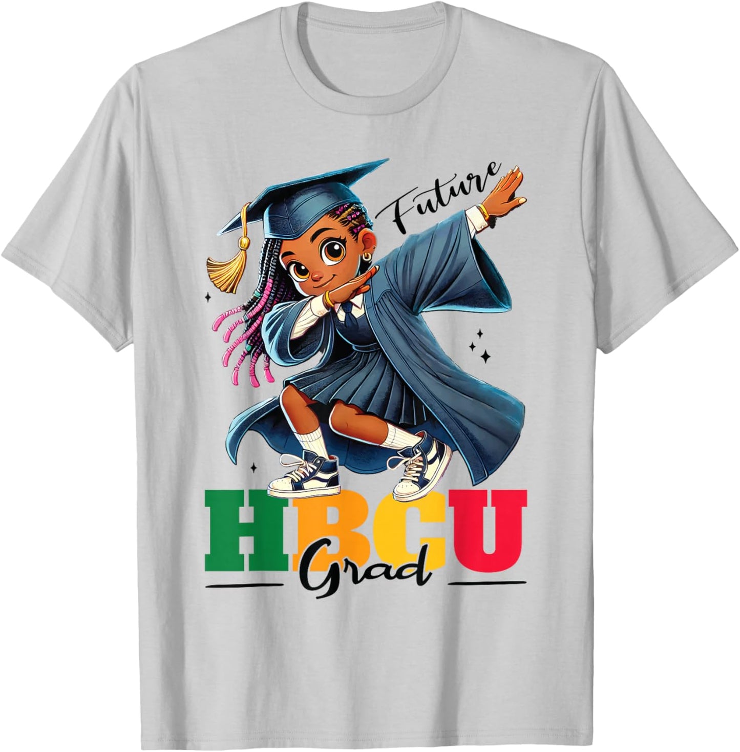 Future HBCU Grad kids Black Girl Afro Black History Month T-Shirt - T-Shirt | Ash
