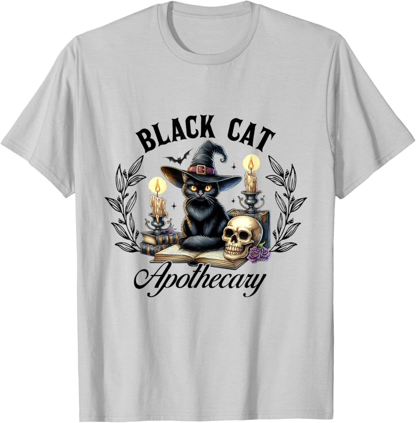 Black Cat Apothecary Funny Halloween Witchy Women Pet Love T-Shirt - T-Shirt | Ash