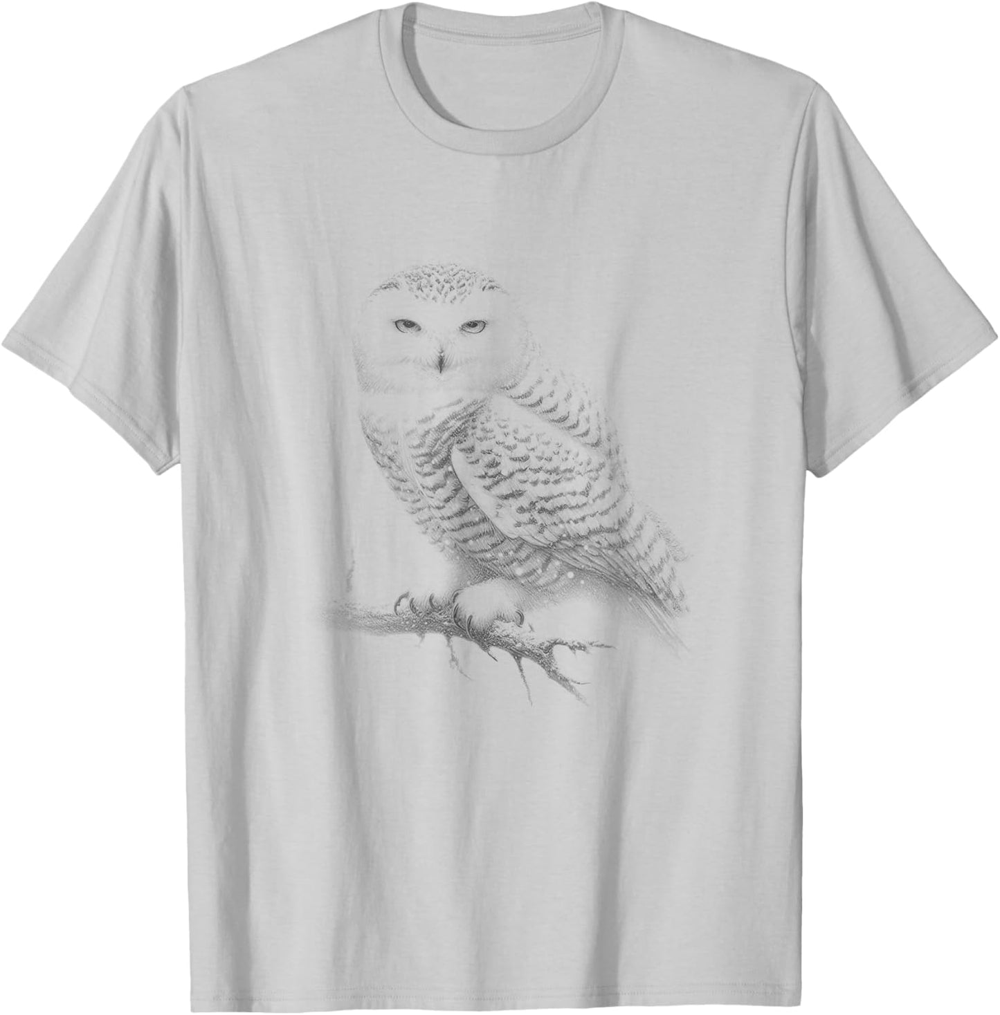 Vintage Snowy Owl Drawing Art Design T-Shirt - T-Shirt | Ash