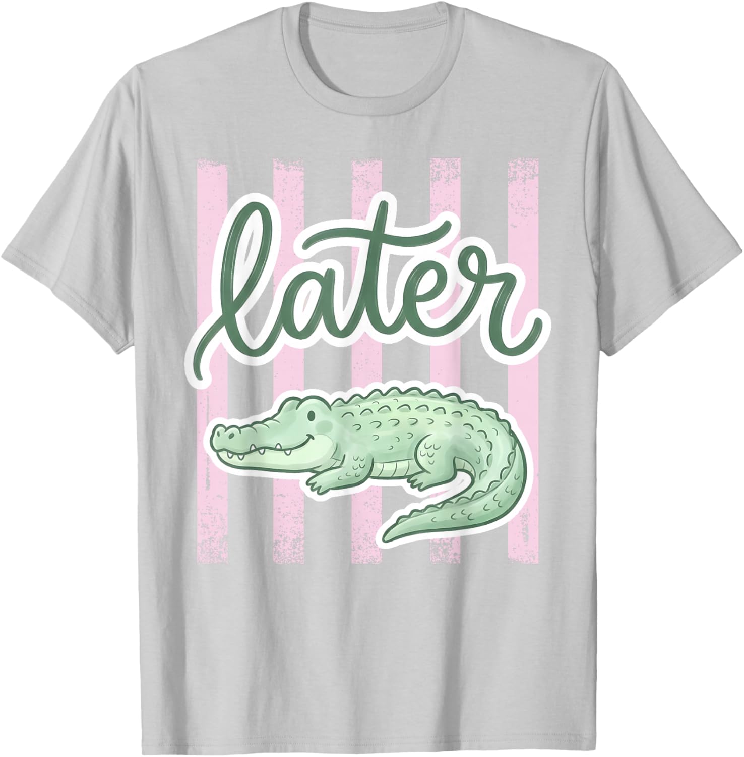 Preppy Later Gator Cute Crocodile Graphic Last Day of School T-Shirt - T-Shirt | Ash