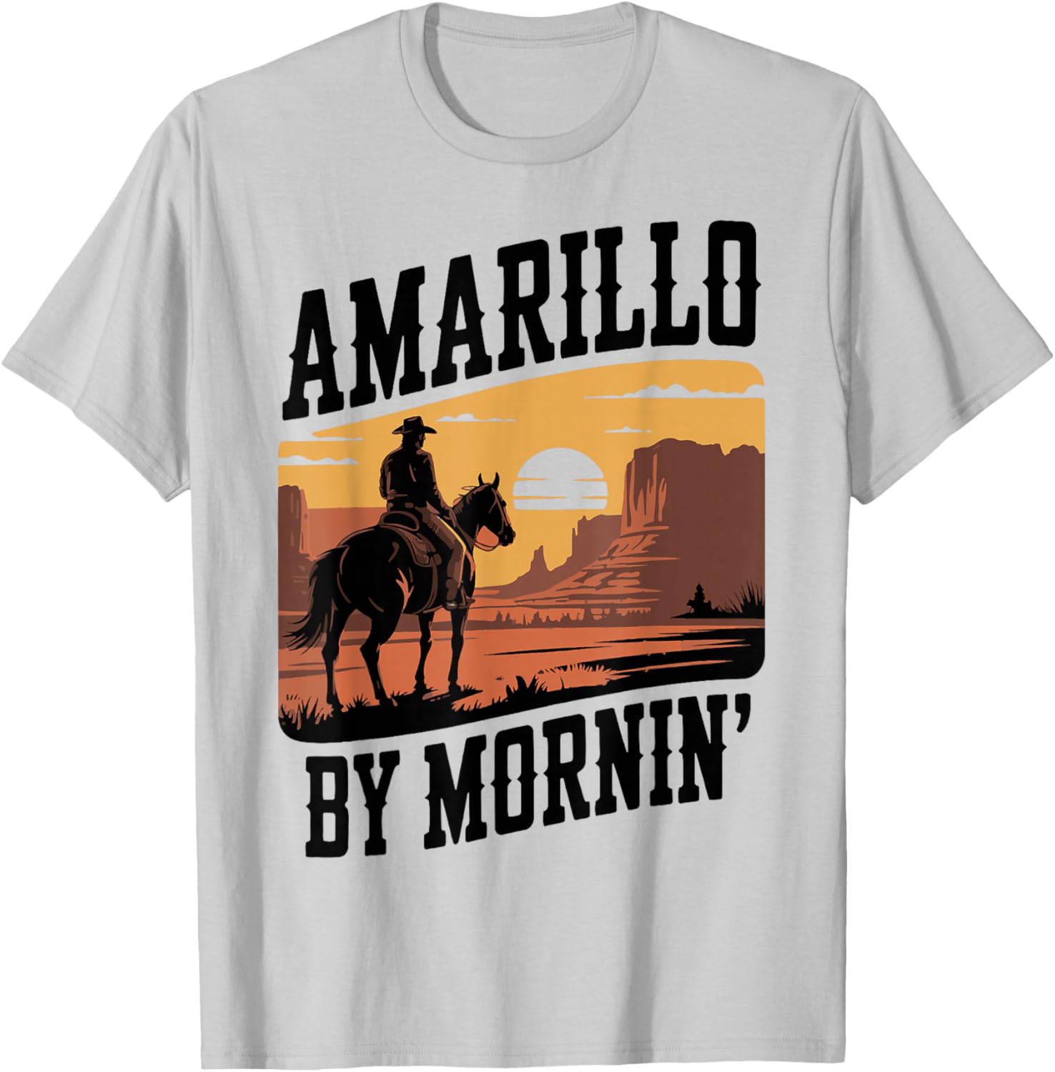 Amarillo by Mornin Folk Style Western Country Music T-Shirt - T-Shirt | Ash