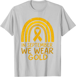 in September We Wear Gold Childhood Cancer Awareness Kids T-Shirt - T-Shirt | Ash
