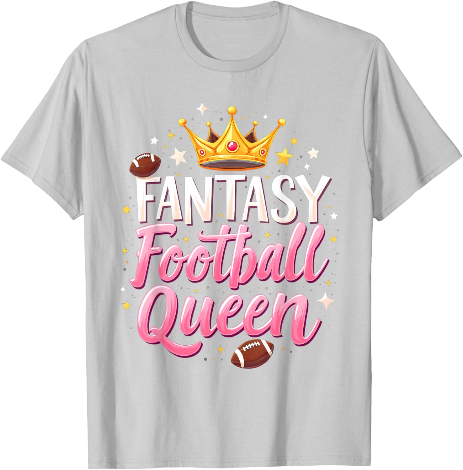 Fantasy Football Queen Women Fantasy Football Funny Women T-Shirt - T-Shirt | Ash