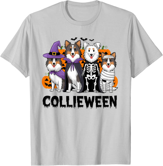 Funny Halloween Rough Collie Dog Lover Collieween Pumpkin T-Shirt - T-Shirt | Ash