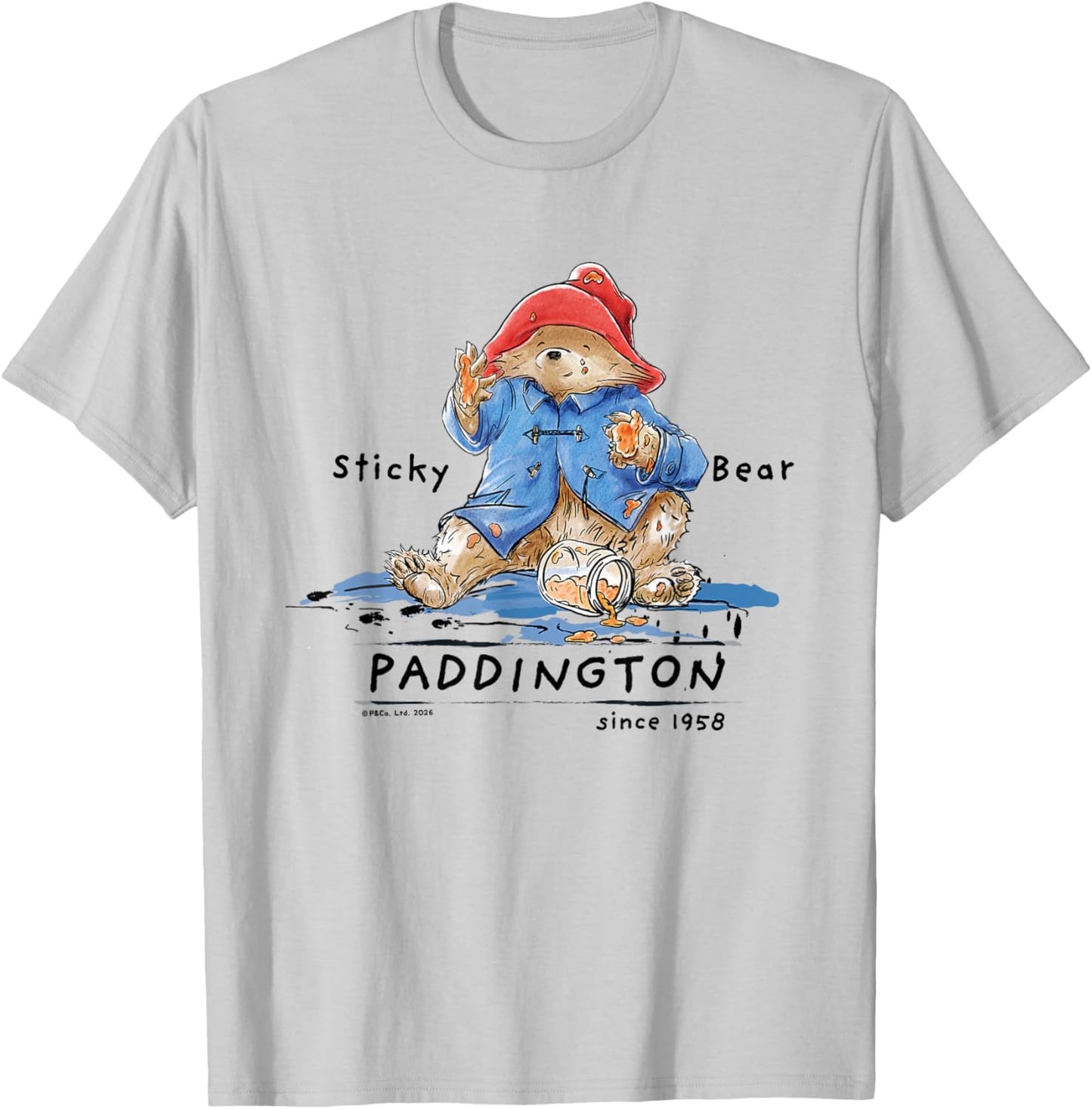 Paddington Sticky Bear Classic Illustration T-Shirt - T-Shirt | Ash