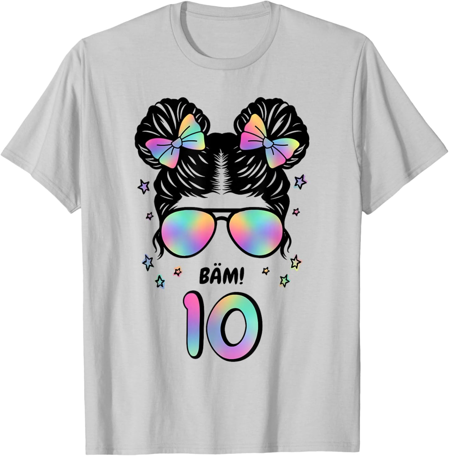 10th Birthday Girl Messy Bun Bäm! 10 T-Shirt - T-Shirt | Ash