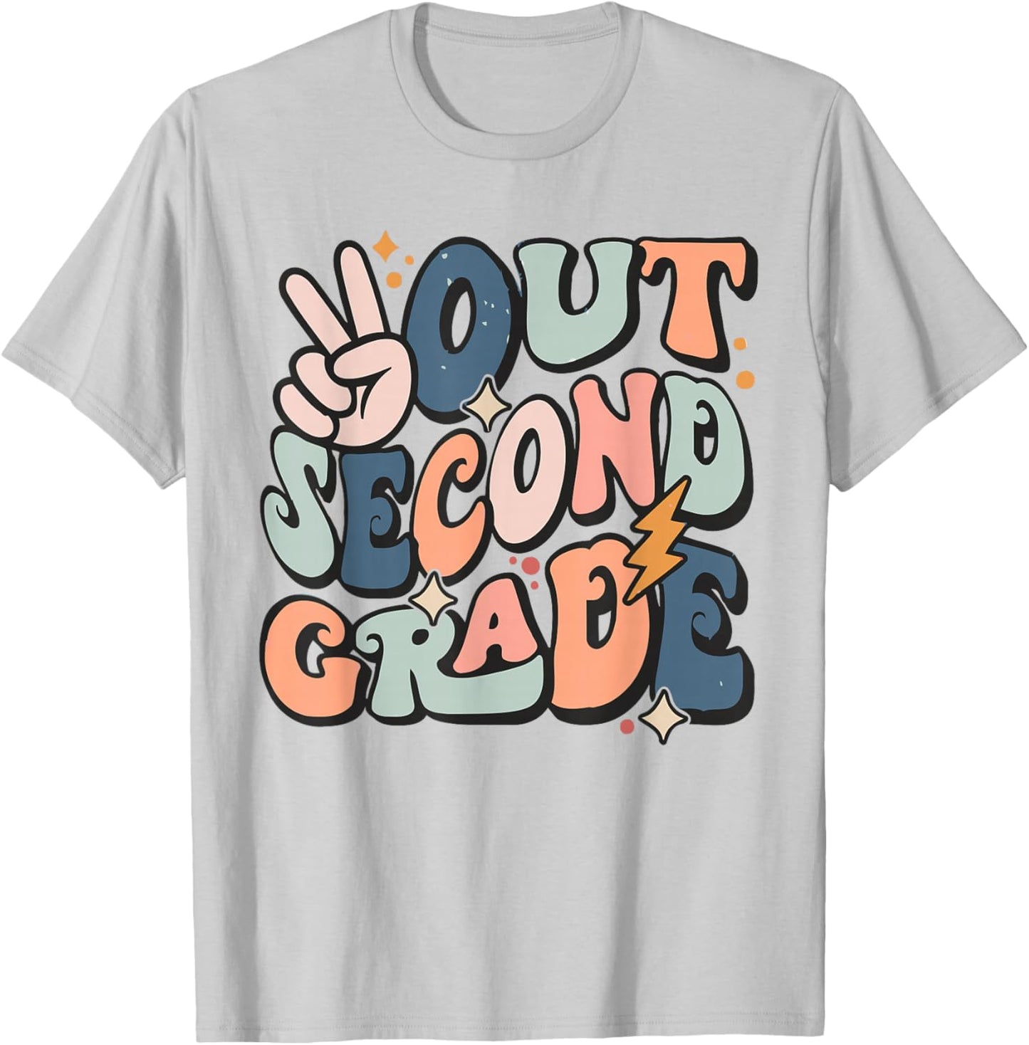 Last Day Of 2nd Grade Smile Face Peace Out Third Grade T-Shirt - T-Shirt | Ash