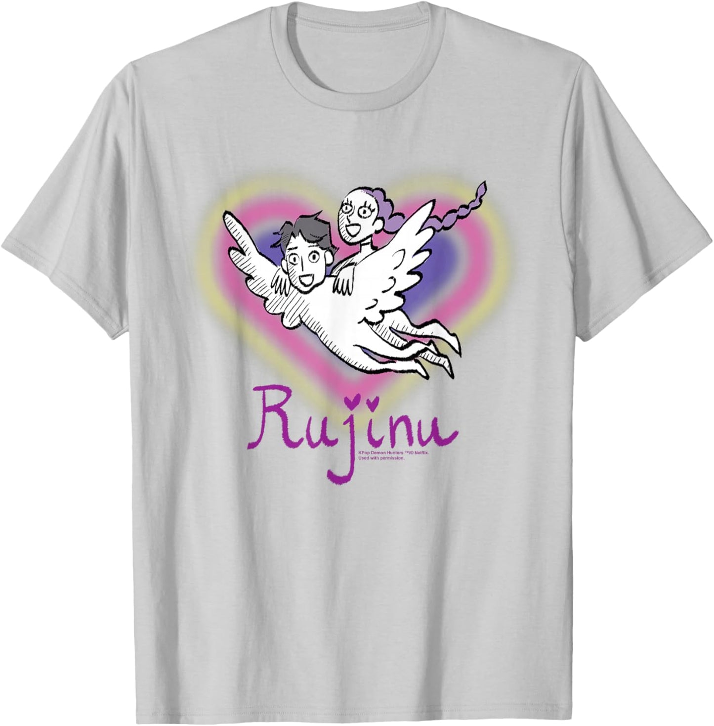Kpop Demon Hunters Huntrix Saja Boys Rujinu Heart Fan Art T-Shirt - T-Shirt | Ash