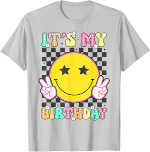 Groovy It's My Birthday Girls Women Teens Kid Bday Flower T-Shirt - T-Shirt | Ash