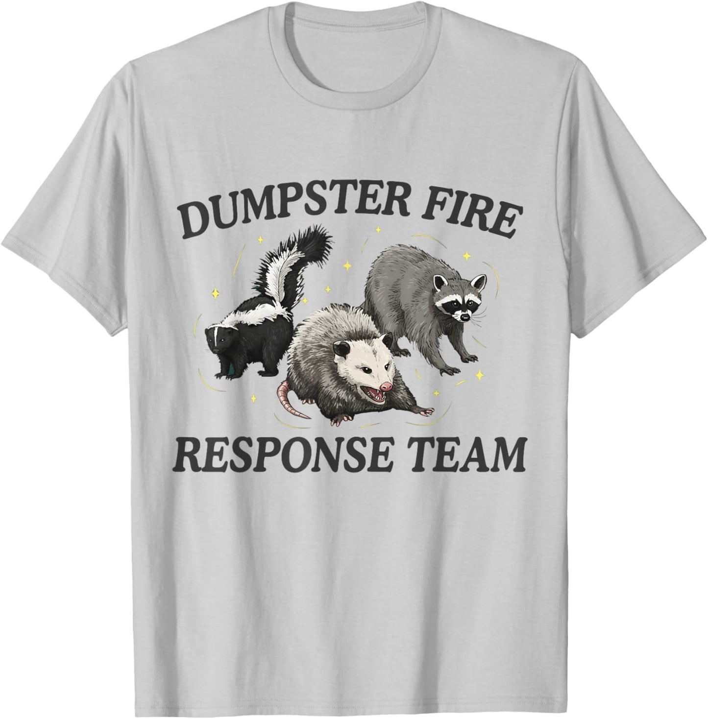 Dumpster Fire Response Team Raccoon Opossum Funny Meme Chaos T-Shirt - T-Shirt | Ash