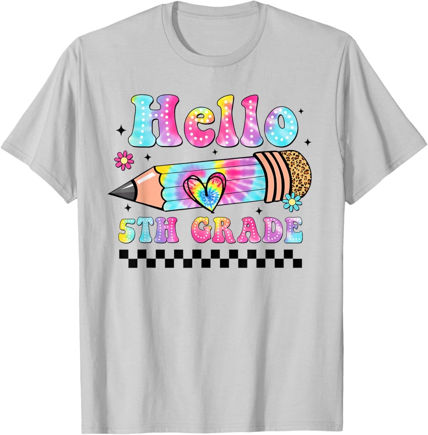 Hello Fifth Grade Leopard Tie Dye Back To School 5th Grade T-Shirt - T-Shirt | Ash